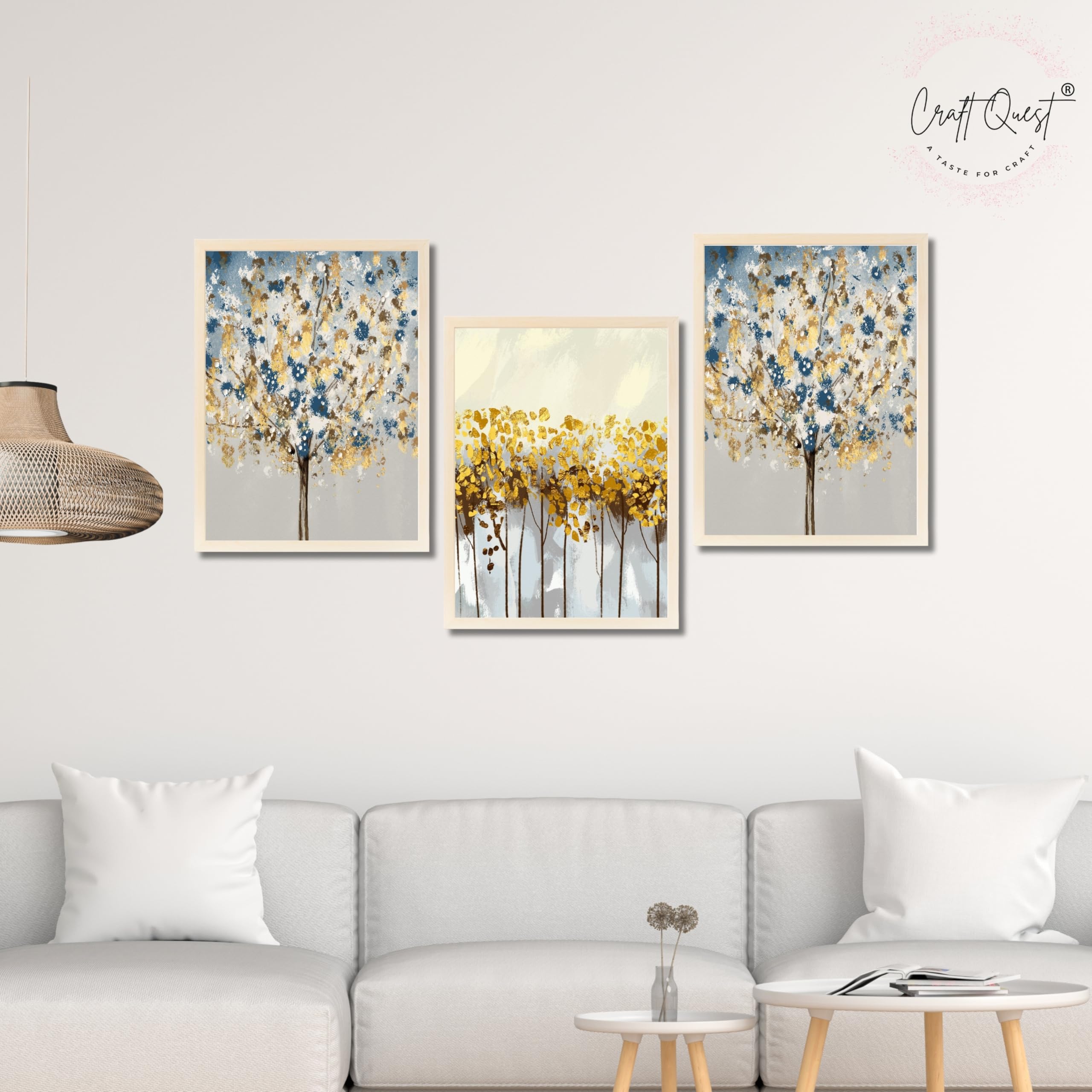 CRAFT QUEST Modern Art 3 SET Paintings Wall Art | Set of 3 Frames for Home Decoration | Ideal for Living Room, Bedroom & Offices