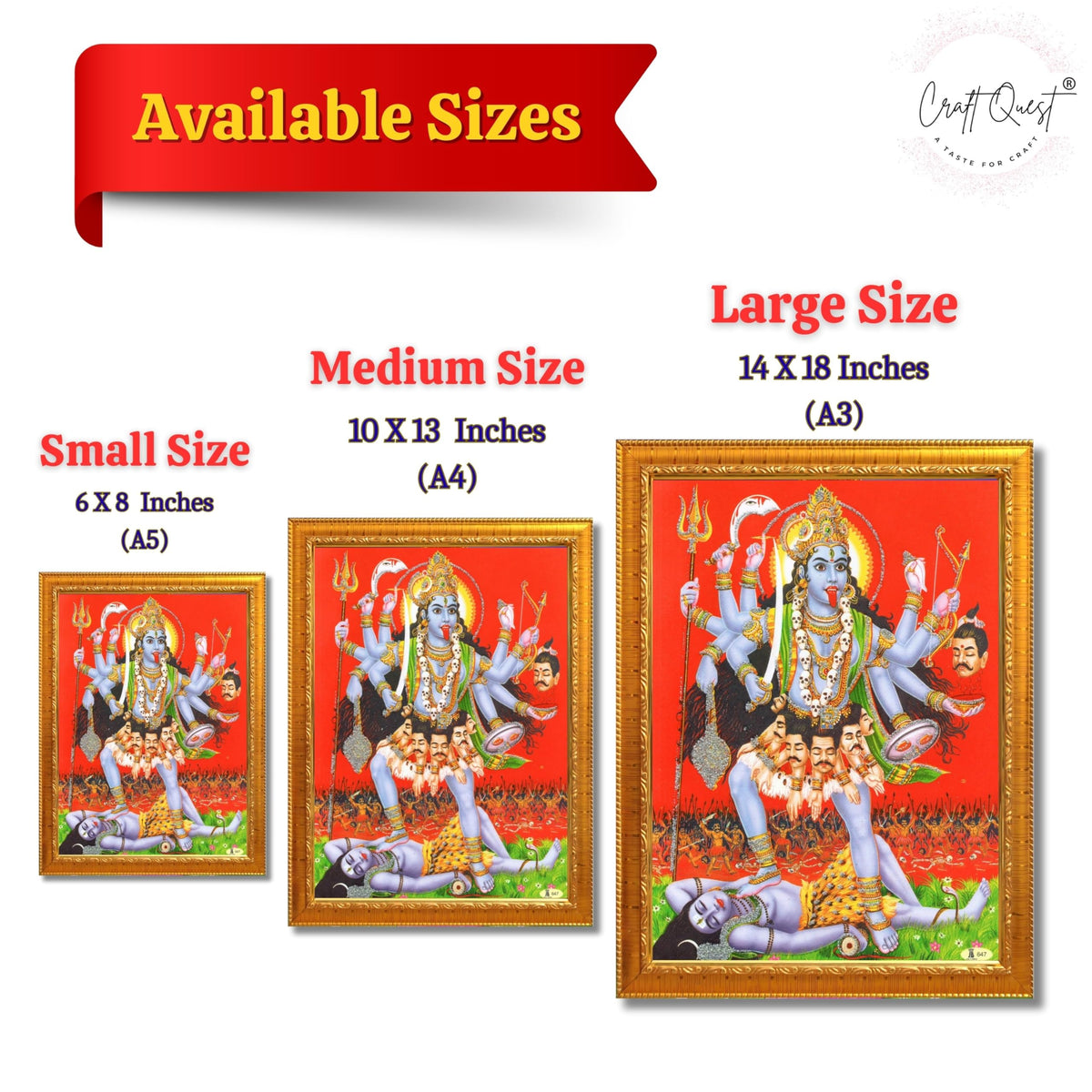 CRAFT QUEST Maha Kali Mata Ji Mahakali Shiv Shiva Wall Painting Framed Home Decor