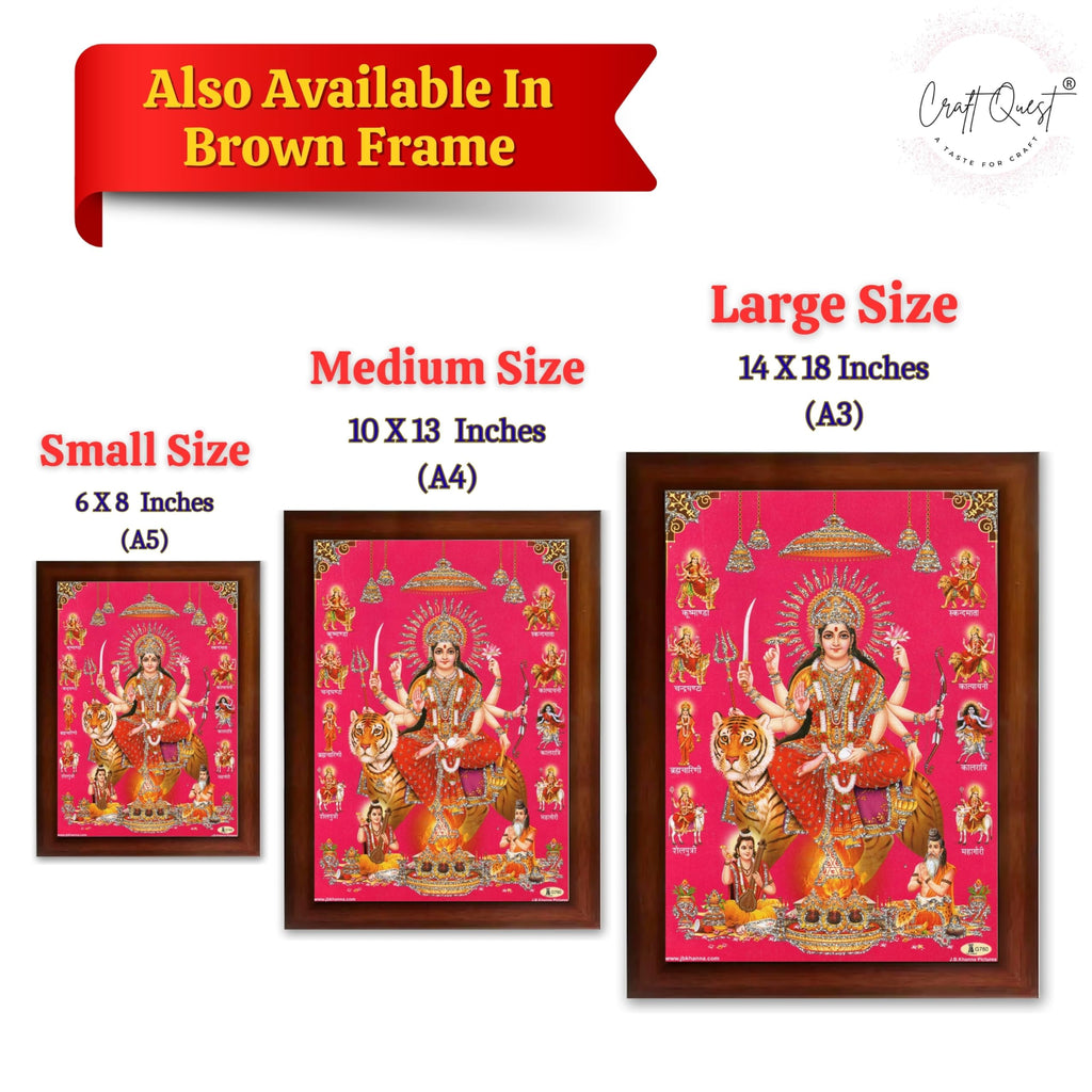 CRAFT QUEST Durga Maa Mata Goddess Nav Navadurga Navdurga Wall Painting Framed Home Décor