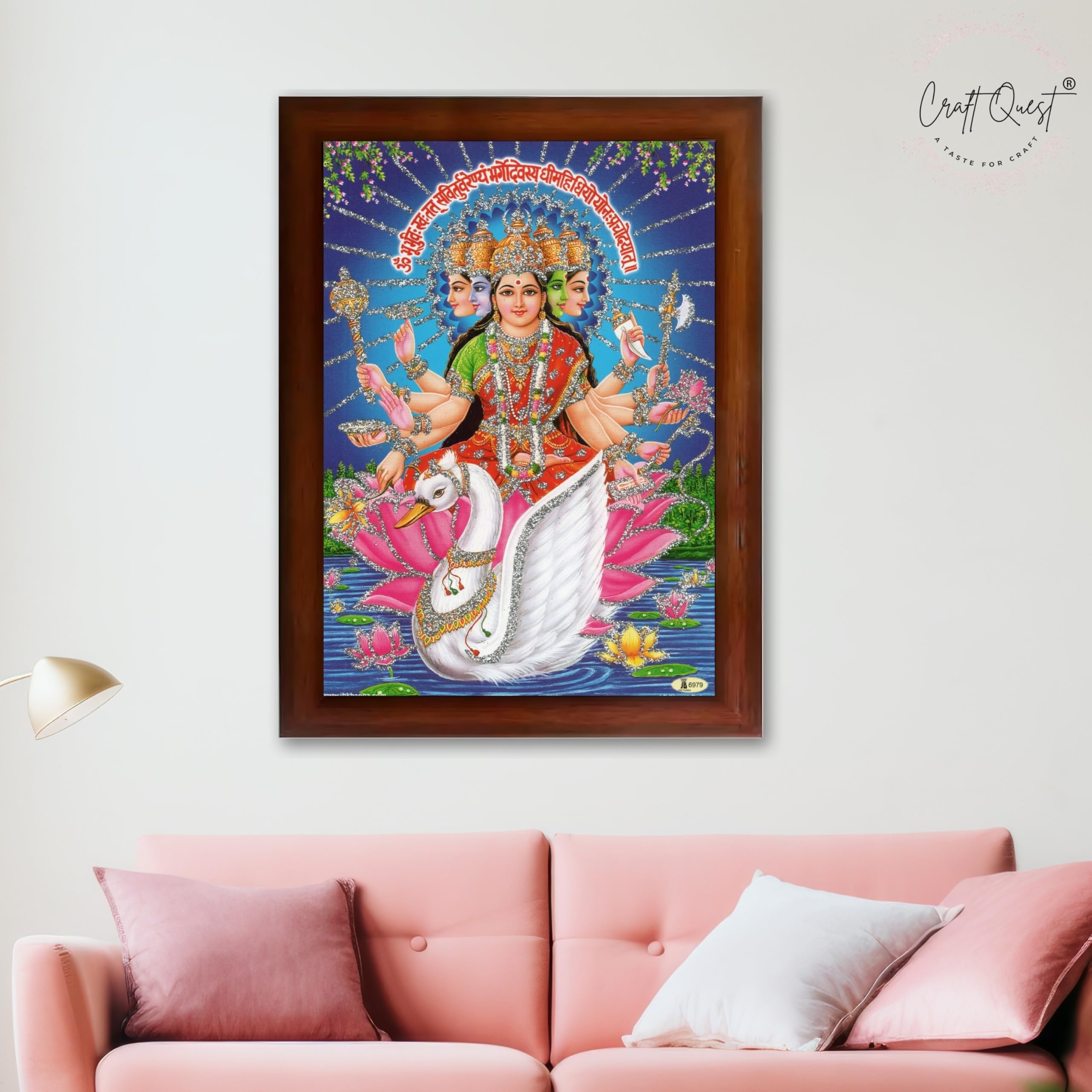 CRAFT QUEST Gayatri Mata Gayatridevi Wall Painting Framed Home Decor Items