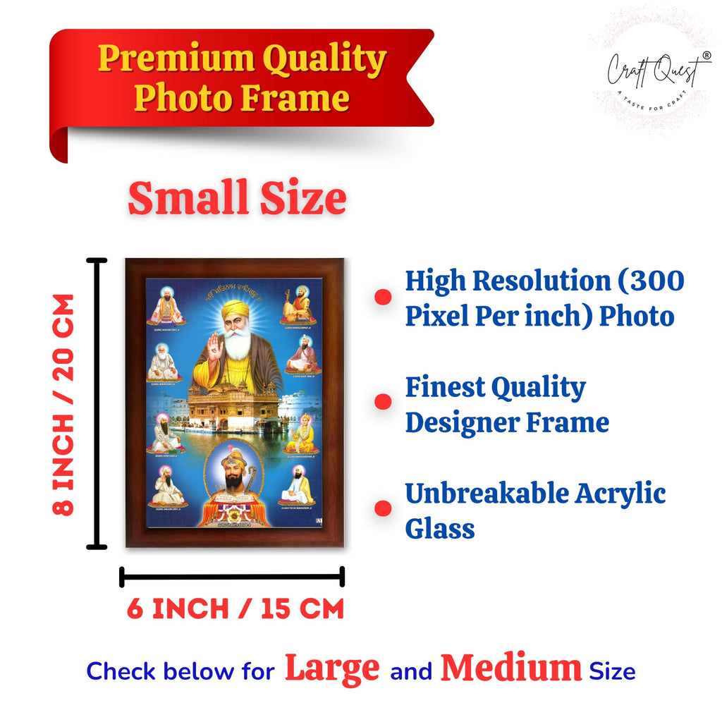 CRAFT QUEST Gurunanak Dev Ji Photo Frame Waheguru Sikh Guru Photo for Home Decor Spiritual Wall Hanging and Living Room Decoration