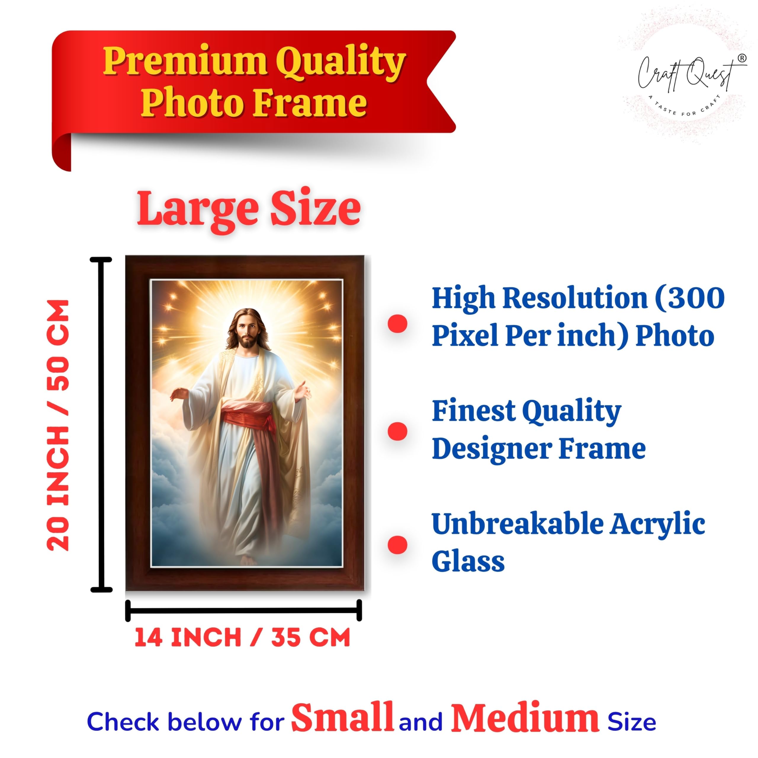 CRAFT QUEST Lord Jesus Christ Blessing Wall Artwork Wood Photo Frame Wall Hanging Gift Item