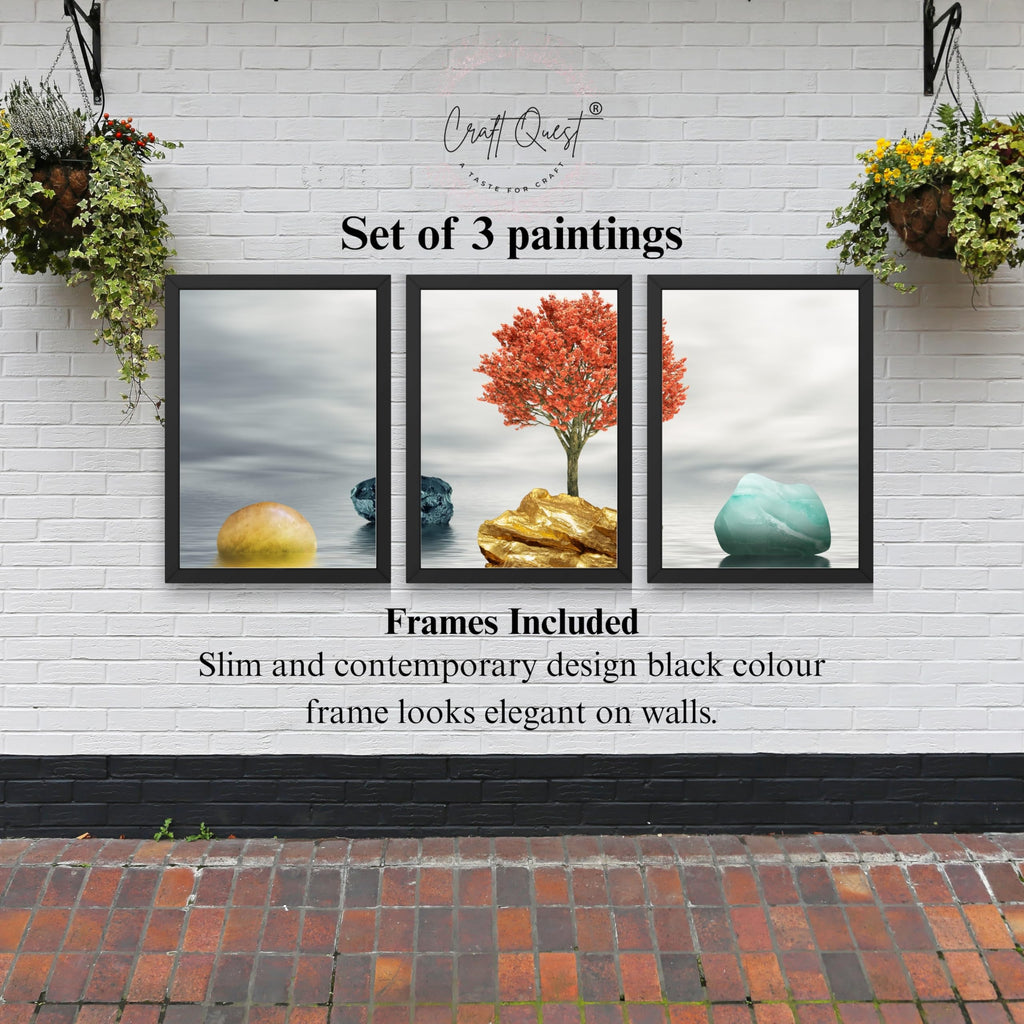 CRAFT QUEST Abstract Three Figure Modern Art | Set of 3 Frames for Home Decoration | Ideal for Living Room, Bedroom & Offices