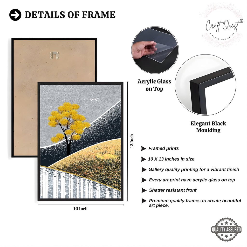 CRAFT QUEST Modern Abstract Landscape Art | Set of 3 Frames for Home Decoration | Ideal for Living Room, Bedroom & Offices