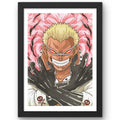 CRAFT QUEST One Piece Anime Laminated Posters Framed Painting with Matt Black Frames (14 Inches x 10 Inches)