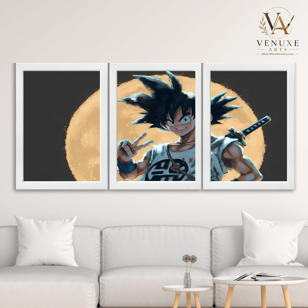 VENUXE ARTS Set Of 3 Anime Characters Wall Framed |Anime Characters Framed Poster for Living Room Bedroom Gaming Room Studio Wall Decor