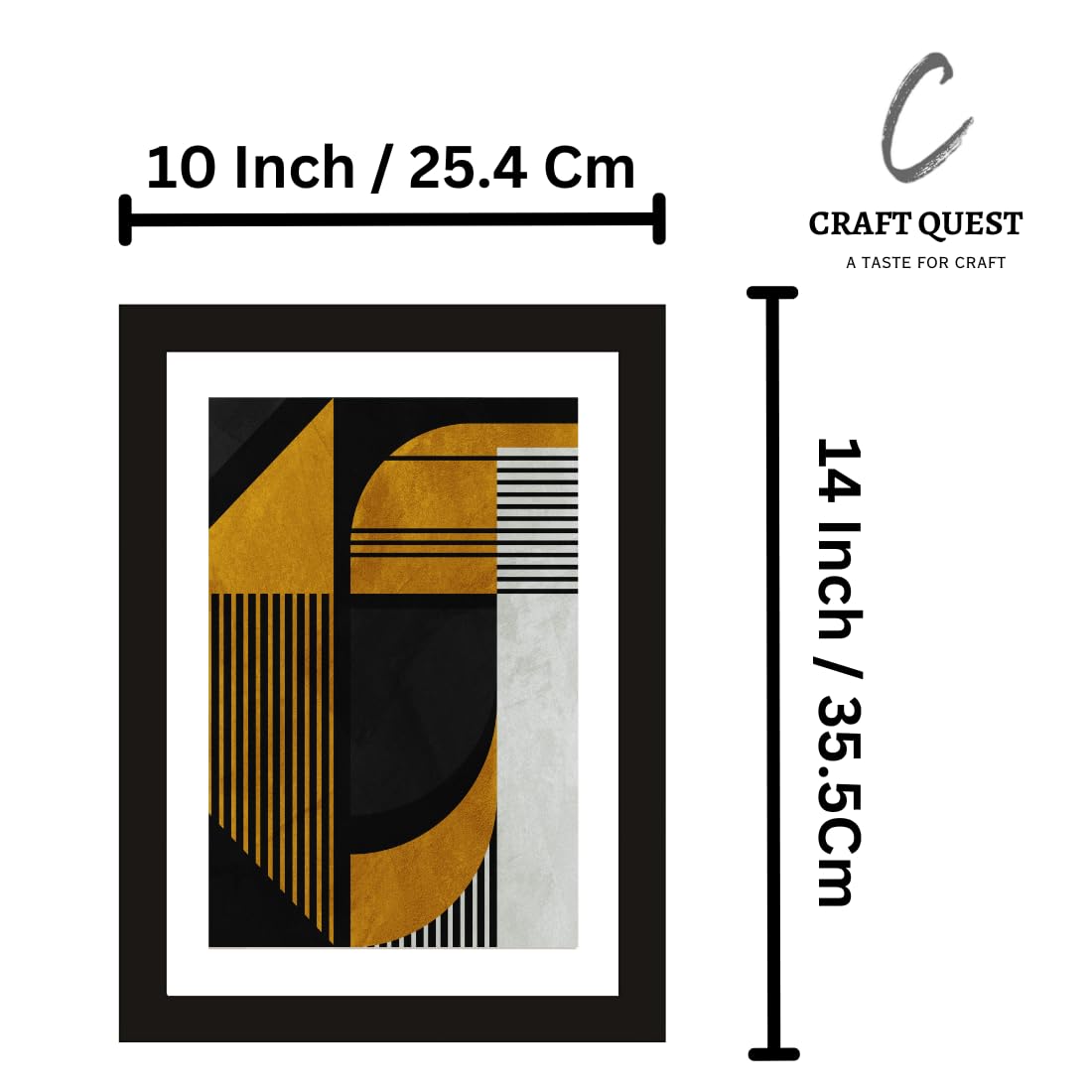 CRAFT QUEST Abstract Digital Geometric Modern Art Painting Poster Frame for Home & Office Wall Decoration - Portrait, Wall Display (Black, 14x10 Inch Frame with Art Print)