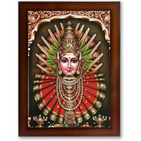 CRAFT QUEST Renuka Devi Yellamma Mata Ellamma Thalli Wall Painting Framed | South God Picture Frame for Home, Office, Temple & Gifting, Decor
