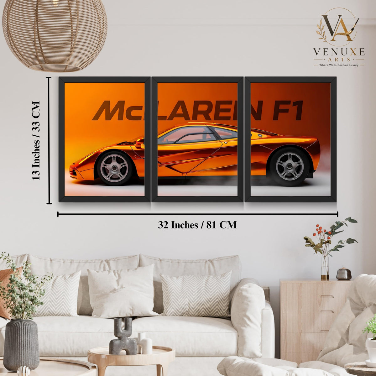 VENUXE ARTS Set Of 3 Big Sports Cars Framed Posters Gift Items for Boys Room Wall Decoration Bedroom, Living Room, Office, Studio Décor | Car Poster Frame for Wall Décor