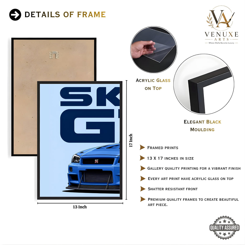 VENUXE ARTS Set Of 3 Big Sports Cars Framed Posters Gift Items for Boys Room Wall Decoration Bedroom Living Room Office Studio Décor | Car Poster Frame for Wall Décor