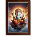 CRAFT QUEST God Ganesha Ganpati ji Photo Frame Wall Decor Mandir Pooja Poster Religious Painting Divine Hindu Temple Decoration Spiritual Blessings Home Office Gift