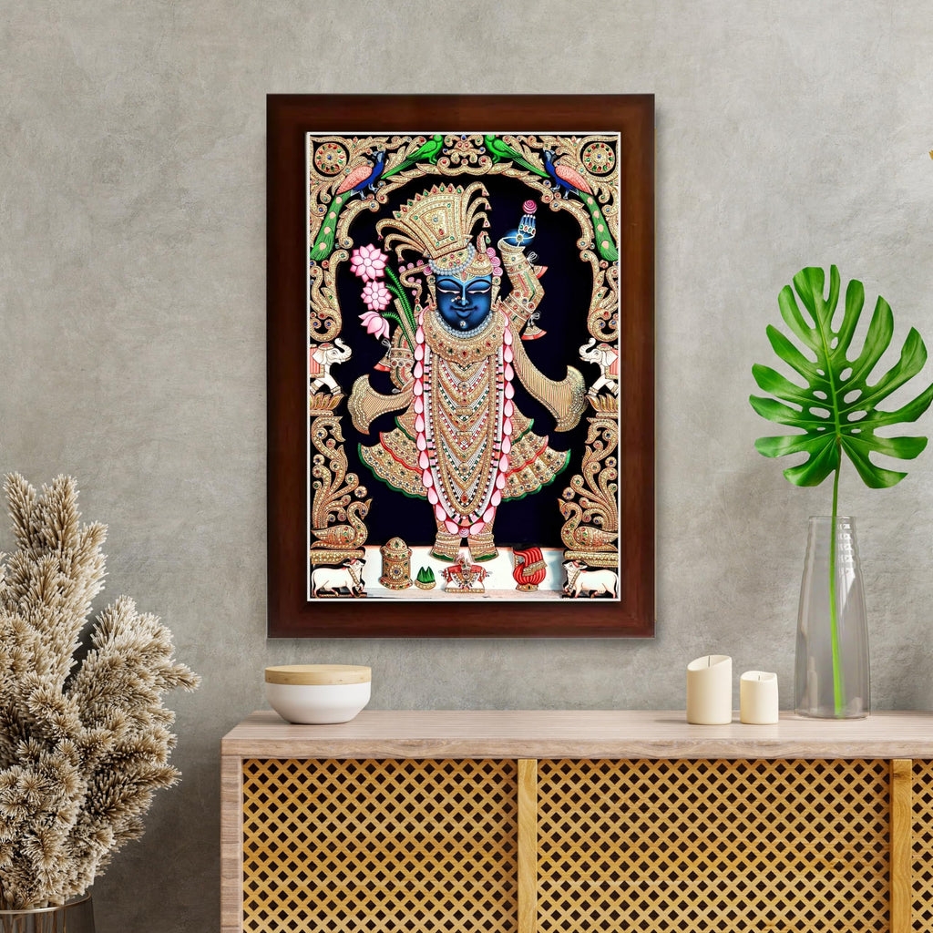 CRAFT QUEST Shrinathji Photo with Frame | Shreenathji Photo with Frame Religious Framed Painting