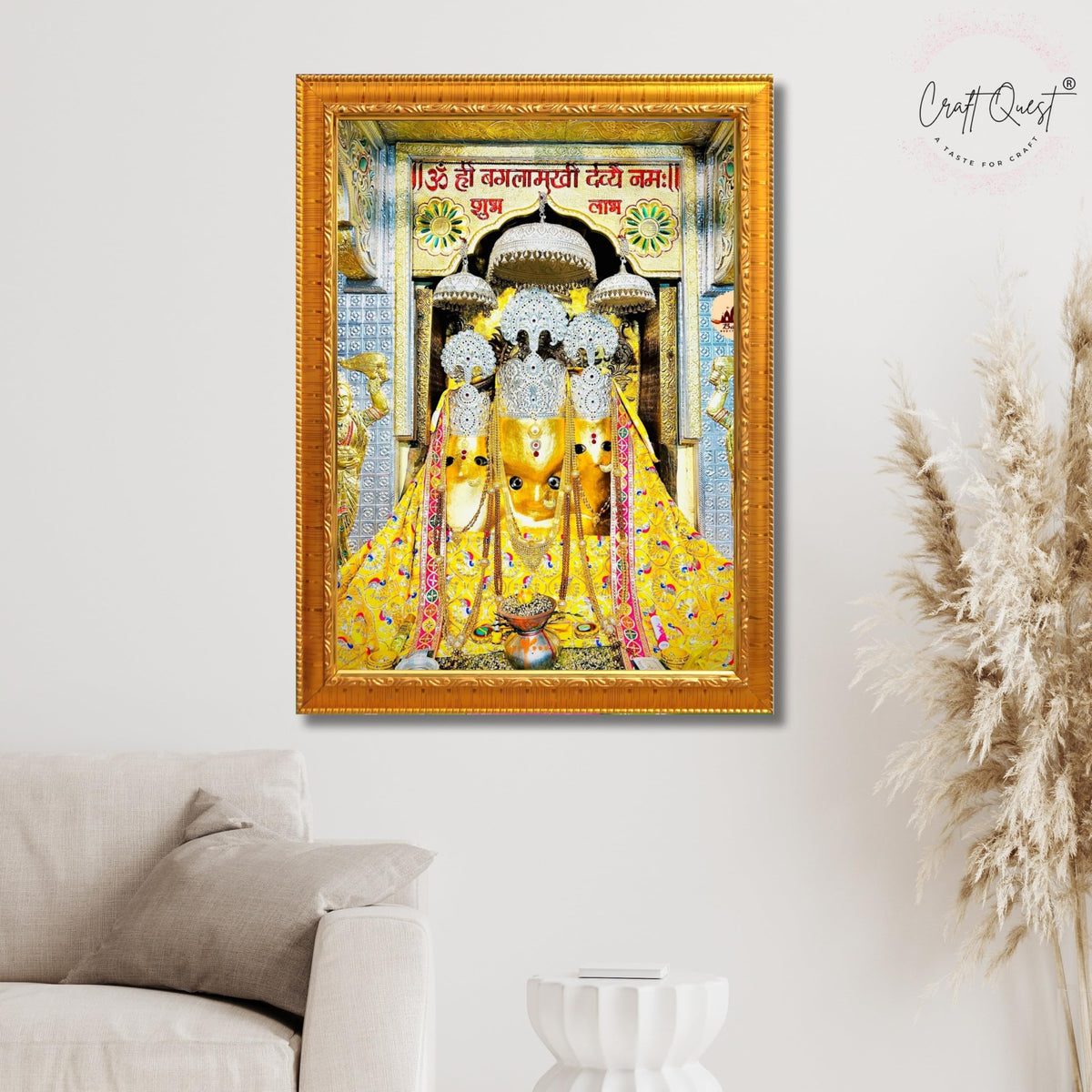 CRAFT QUEST Baglamuklhi maa/mata wodden Religious Photo Frame for Home, Office