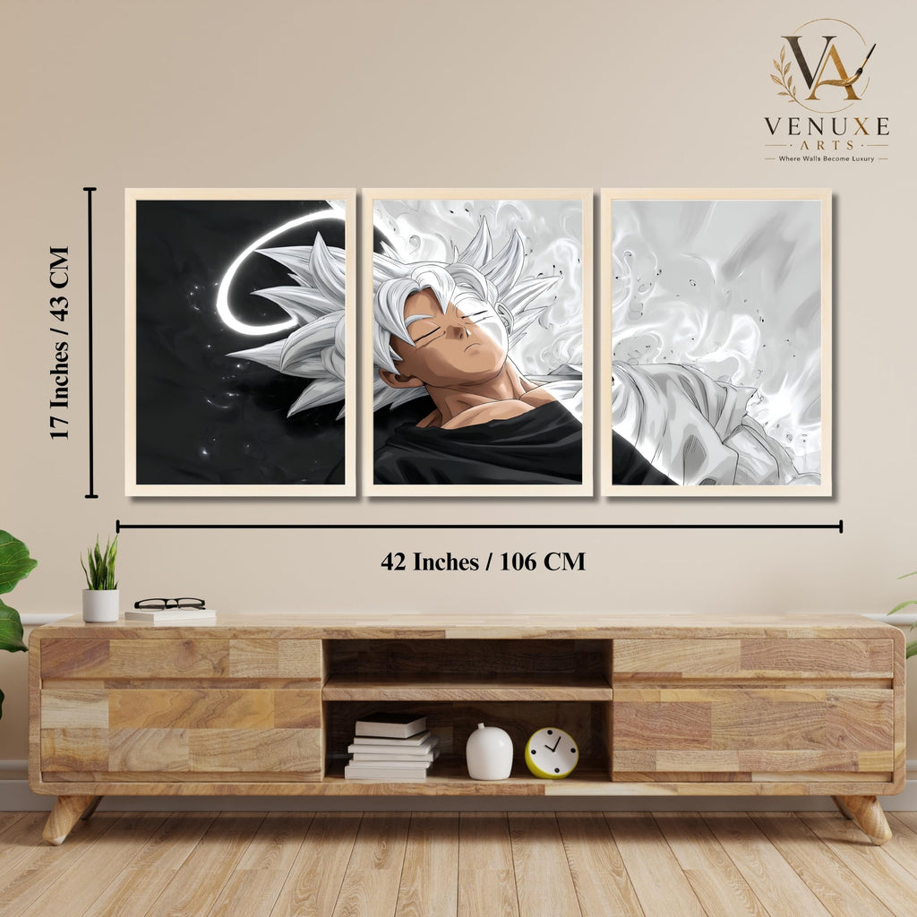 VENUXE ARTS Set Of 3 Anime Characters Wall Framed |Anime Characters Framed Poster for Living Room Bedroom Gaming Room Studio Wall Decor