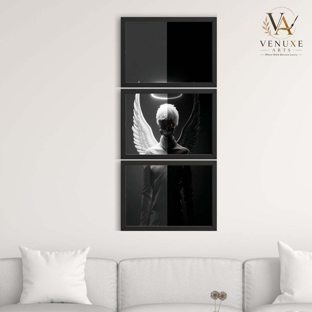 VENUXE ARTS Set Of 3 Anime Characters Wall Framed |Anime Characters Framed Poster for Living Room Bedroom Gaming Room Studio Wall Decor