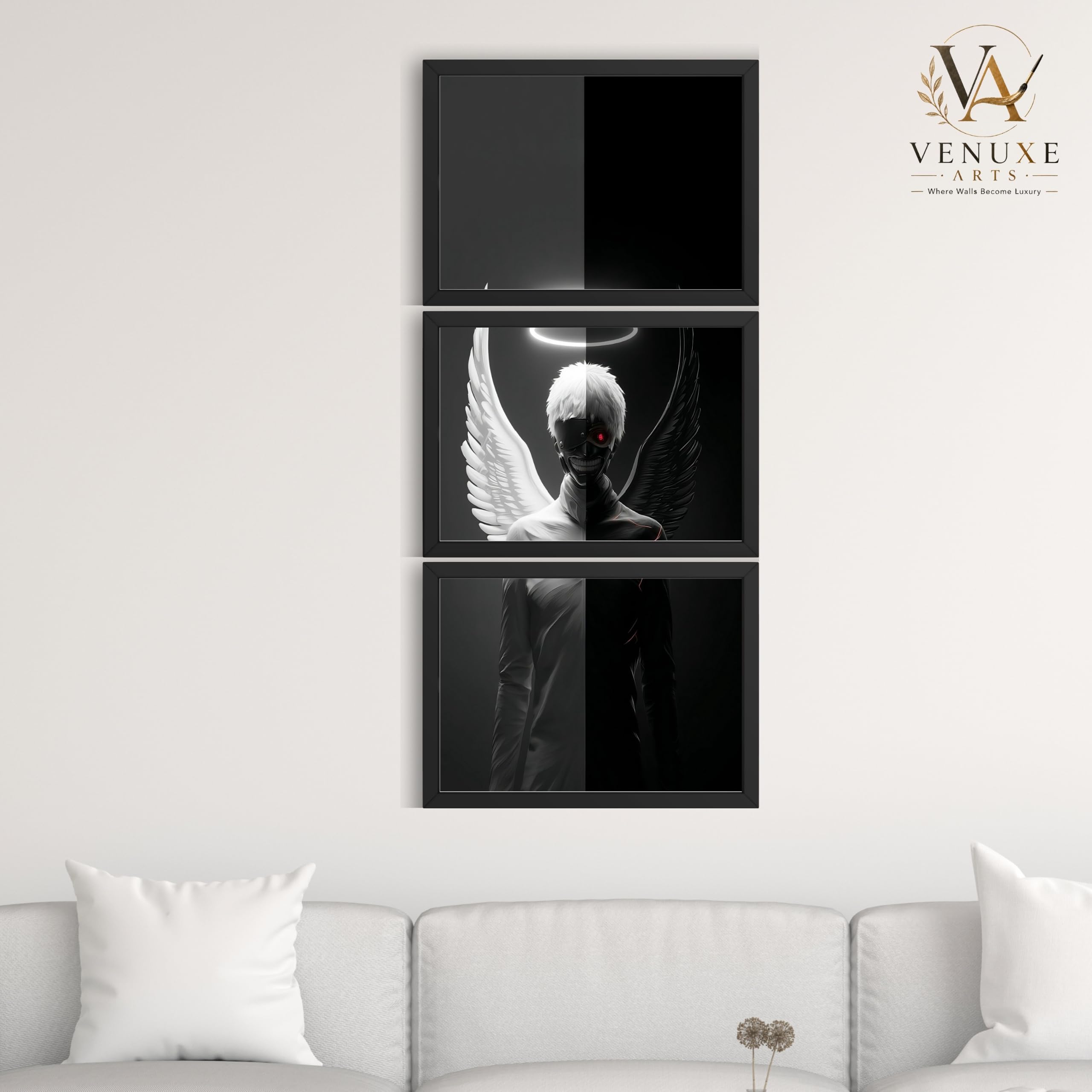 VENUXE ARTS Set Of 3 Anime Characters Wall Framed |Anime Characters Framed Poster for Living Room Bedroom Gaming Room Studio Wall Decor