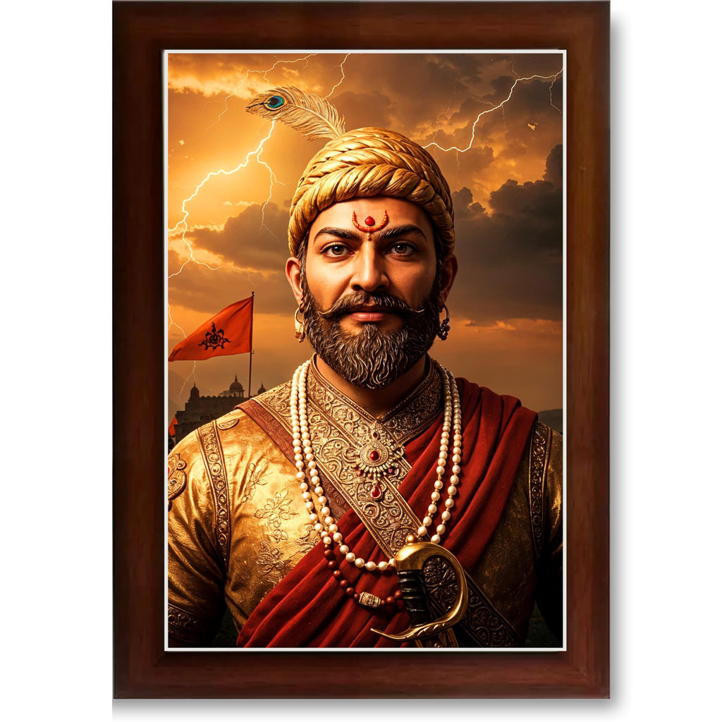 CRAFT QUEST Shivaji Chhatrapati Maharaj Wall Photo Frame | For Living, Pooja Room | Wall Decoration Item | Best Gifting Option