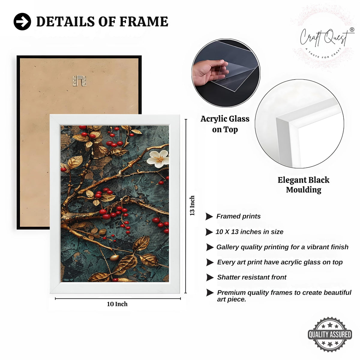 CRAFT QUEST Nature Inspired Modern Wall Art | Set of 3 Frames for Home Decoration | Ideal for Living Room, Bedroom & Offices