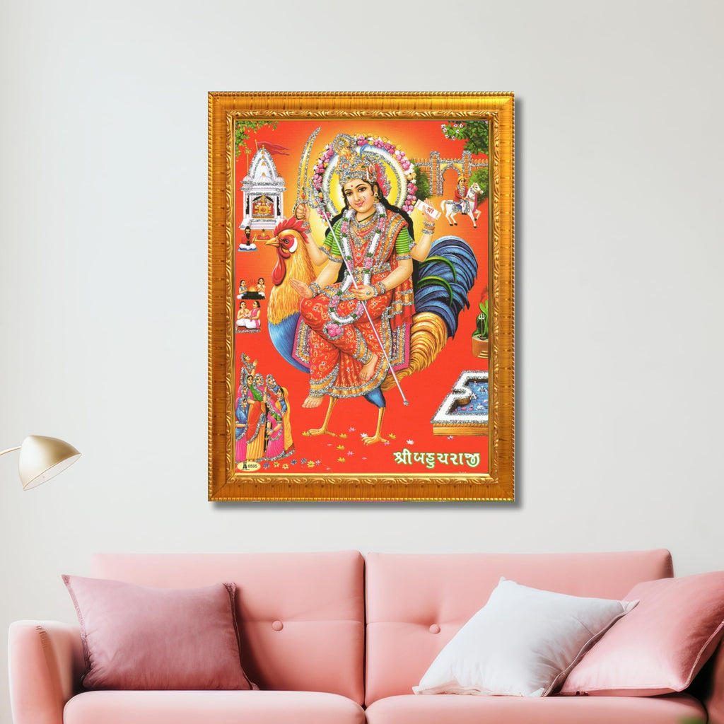 CRAFT QUEST Bahuchar Maa Mata Bahuchara Bahucharaji Wall Painting Framed Home Décor