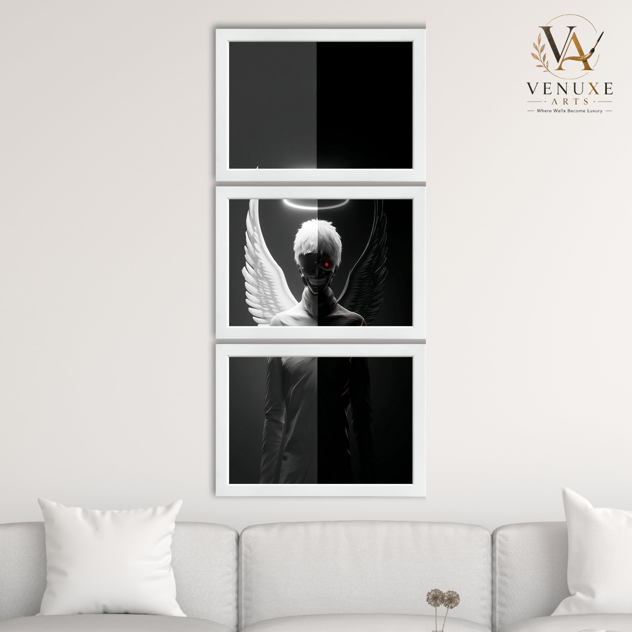 VENUXE ARTS Set Of 3 Anime Characters Wall Framed |Anime Characters Framed Poster for Living Room Bedroom Gaming Room Studio Wall Decor