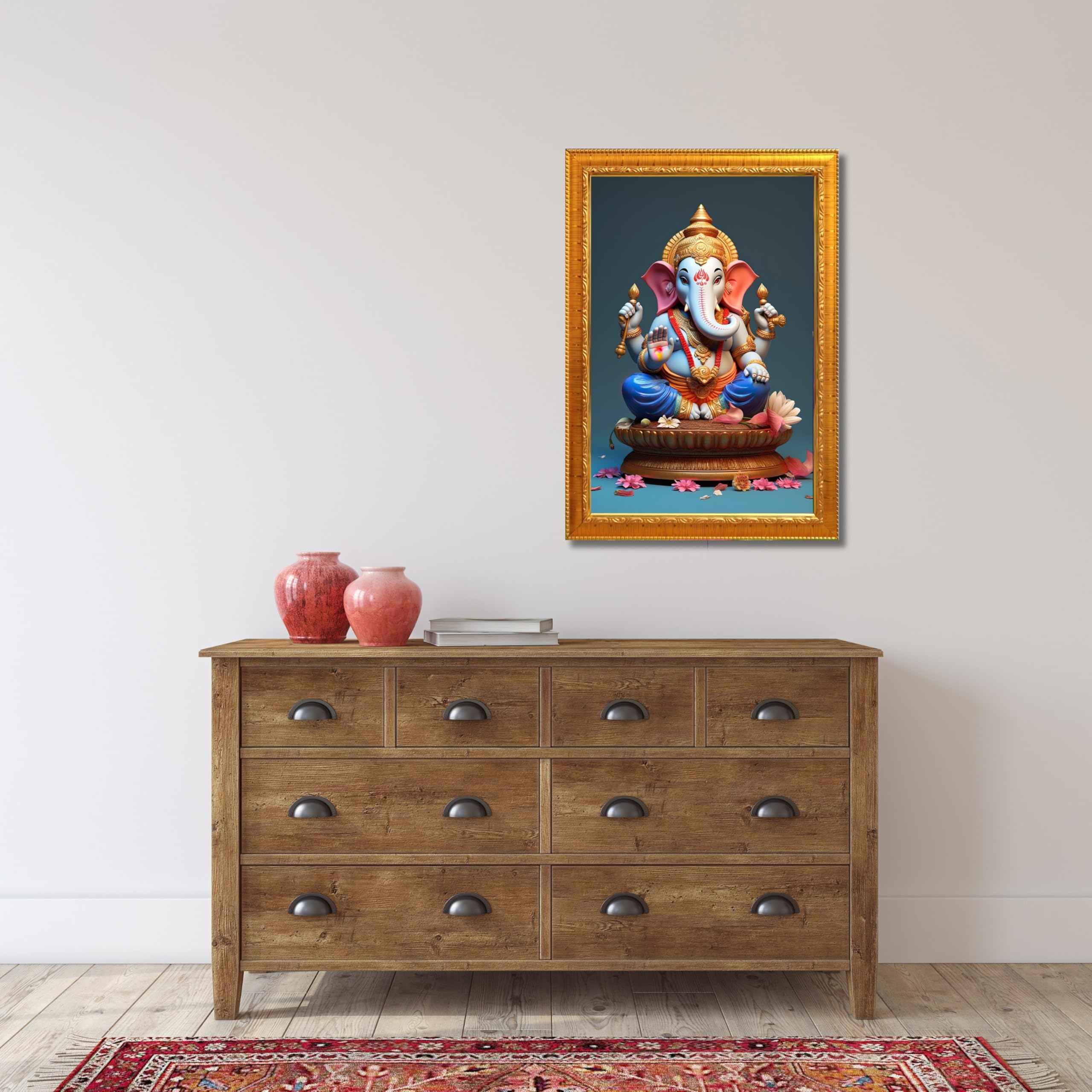 CRAFT QUEST Lord Ganesha Abstract Modern Wall Painting With Frame For Home and Office Décor