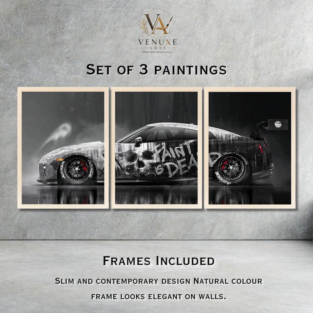 VENUXE ARTS Set Of 3 Big Sports Cars Framed Posters Gift Items for Boys Room Wall Decoration Bedroom Living Room Office Studio Décor | Car Poster Frame for Wall Décor