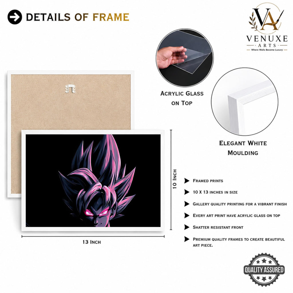 VENUXE ARTS Set Of 3 Anime Characters Wall Framed |Anime Characters Framed Poster for Living Room Bedroom Gaming Room Studio Wall Decor