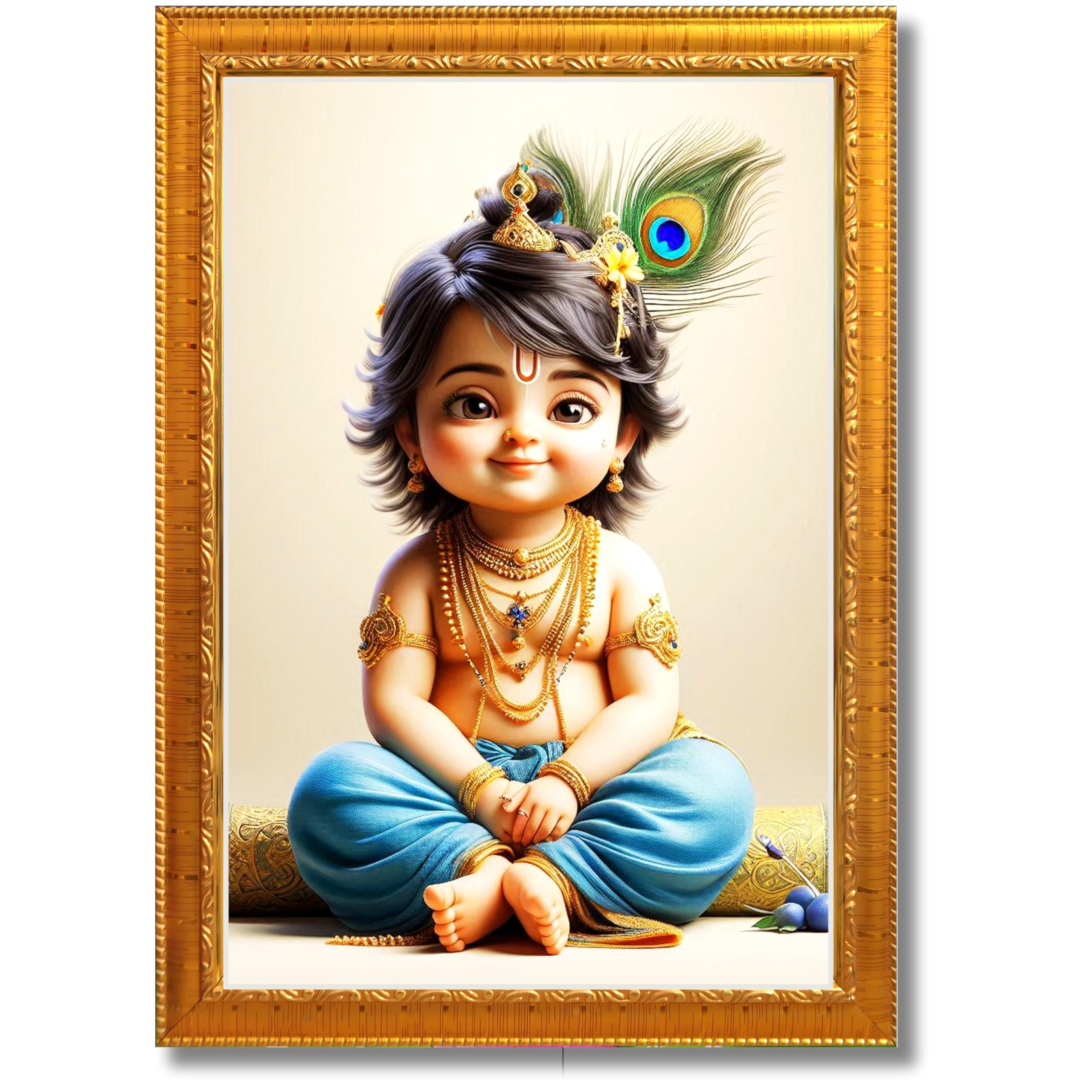 CRAFT QUEST Bal Gopal Painting | Krishna Photo Frames for Walls, Home, Bedroom, Living Room and Home Decor Item