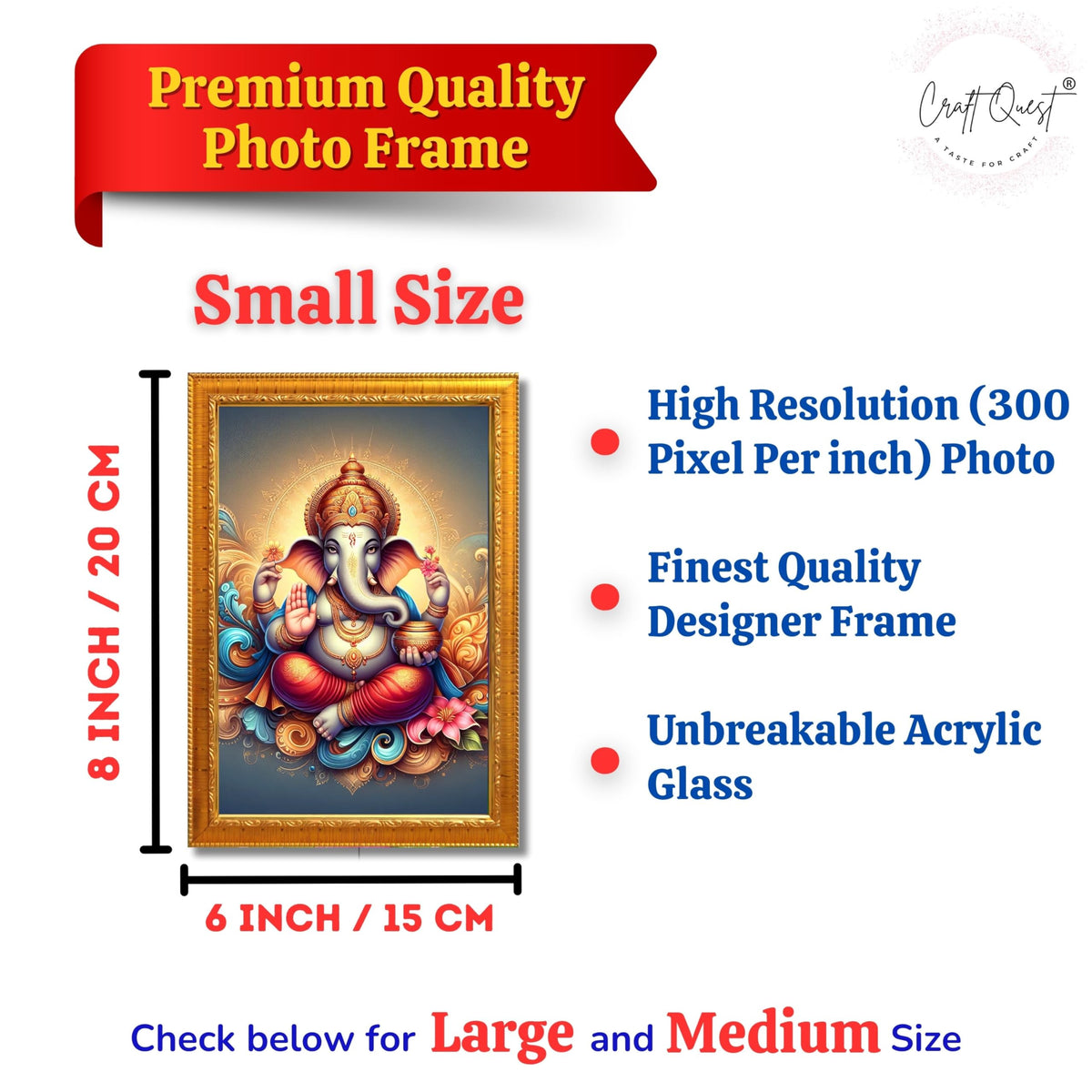 CRAFT QUEST Lord Ganesha Modern Wall Painting With Frame For Home and Office Decor