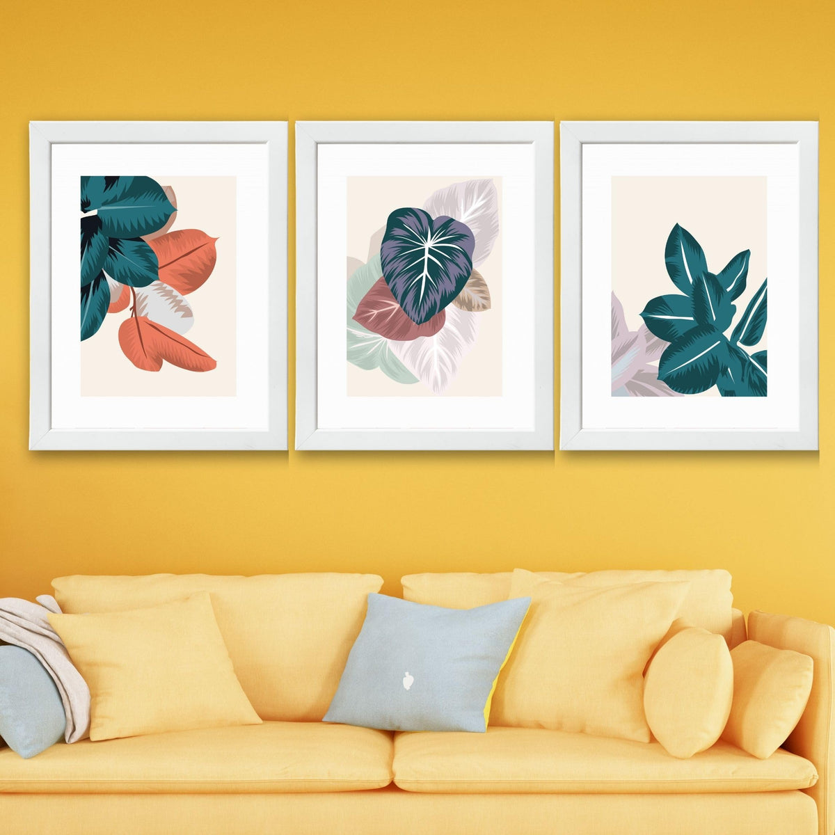 CRAFT QUEST Wall Art Decor Paintings | Set of 3 FLORAL Wall Art Frames for Home Decoration | Ideal for Living Room, Bedroom & Offices
