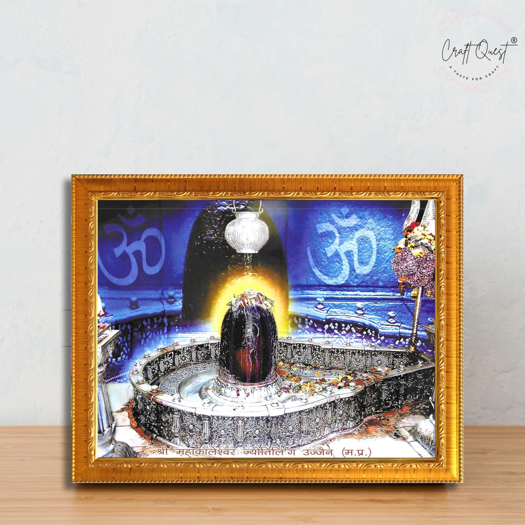 CRAFT QUEST Mahakal Jyotirling Photo With Frame Shiv Ujjain Mahakaleshwar Bholenath Photo Frame, Religious Photo Frame