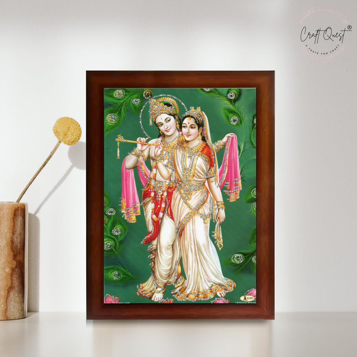 CRAFT QUEST Radha Krishna ji Painting With Frame Wall Paintings for Living Room, Bedroom, Office Décor