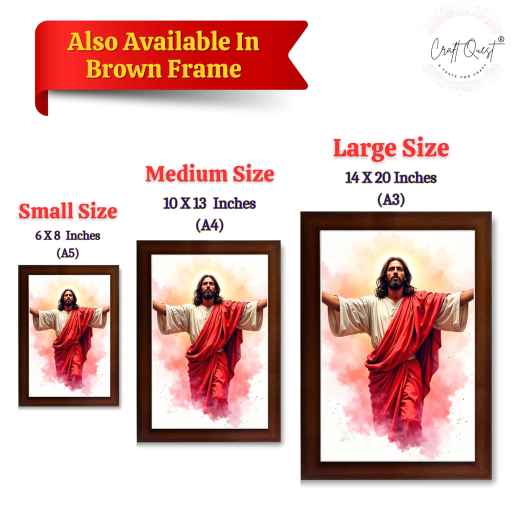 CRAFT QUEST Jesus Christ Photo with Frame, Photo Frame, Jesus Painting, Christian Wall Frames