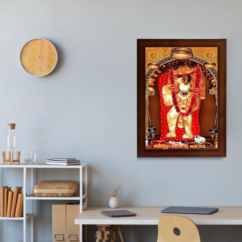 CRAFT QUEST Mehndipur balaji Hanuman | Bajrangbali Religious Photo with frame for Home Decorative Item