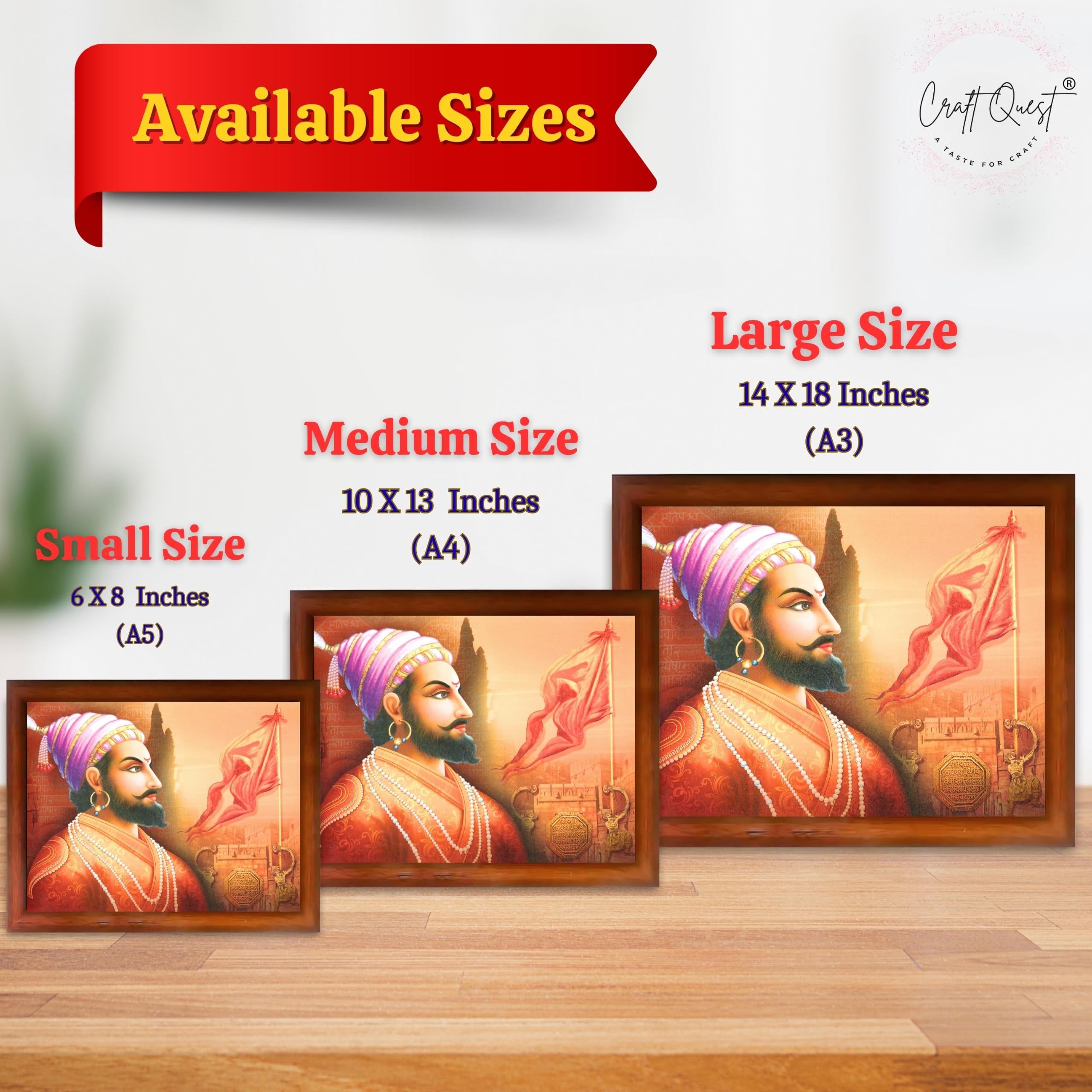 CRAFT QUEST Shri Chhatrapati Shivaji Maharaj Wall Photo Frame | Lightweight | Home Decoration Item | Best Gifting Option