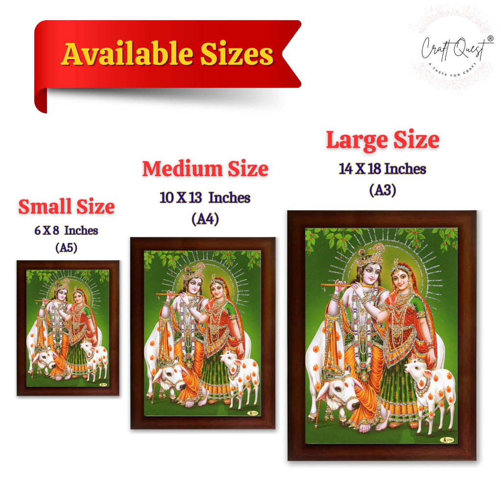 CRAFT QUEST Radha Krishna Flute Painting With Frame Wall Paintings for Living Room, Bedroom, Office Décor