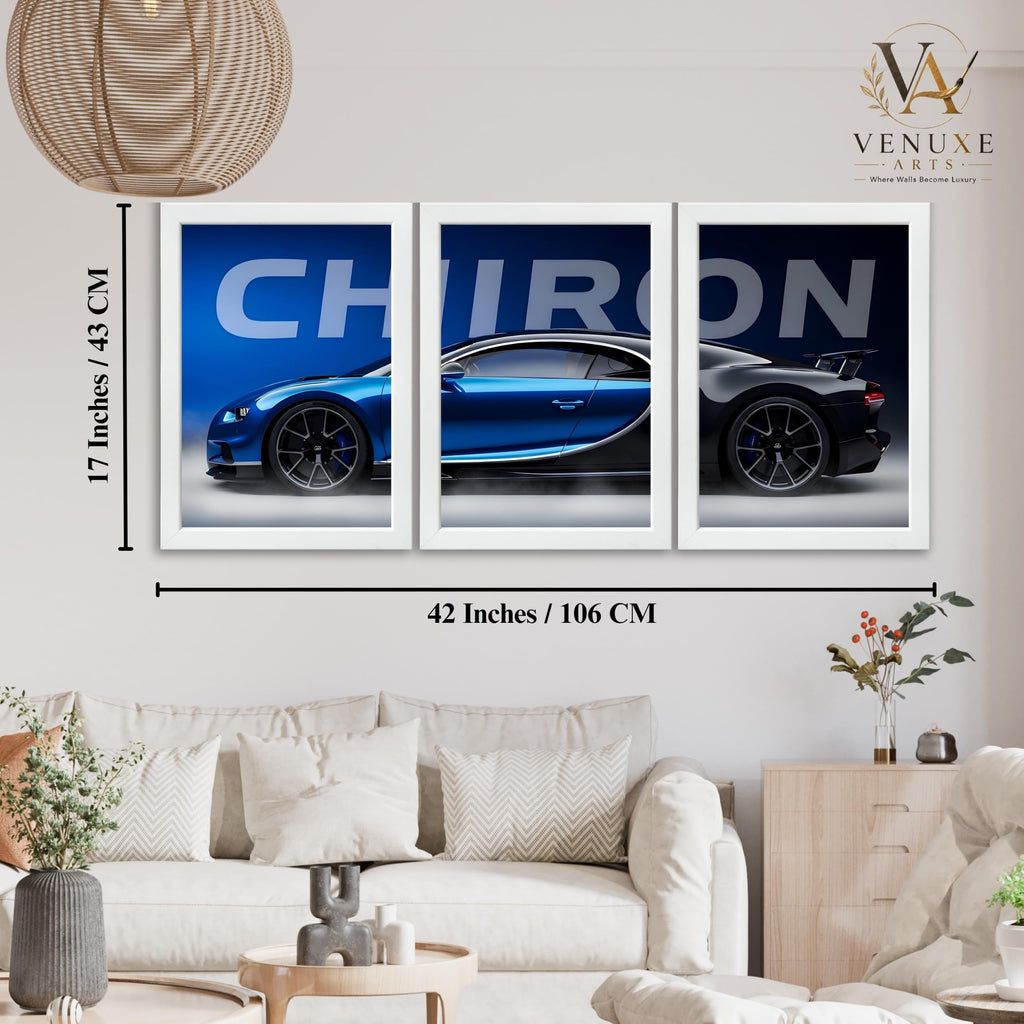 VENUXE ARTS Set Of 3 Big Sports Cars Framed Posters Gift Items for Boys Room Wall Decoration Bedroom, Living Room, Office, Studio Décor | Car Poster Frame for Wall Décor