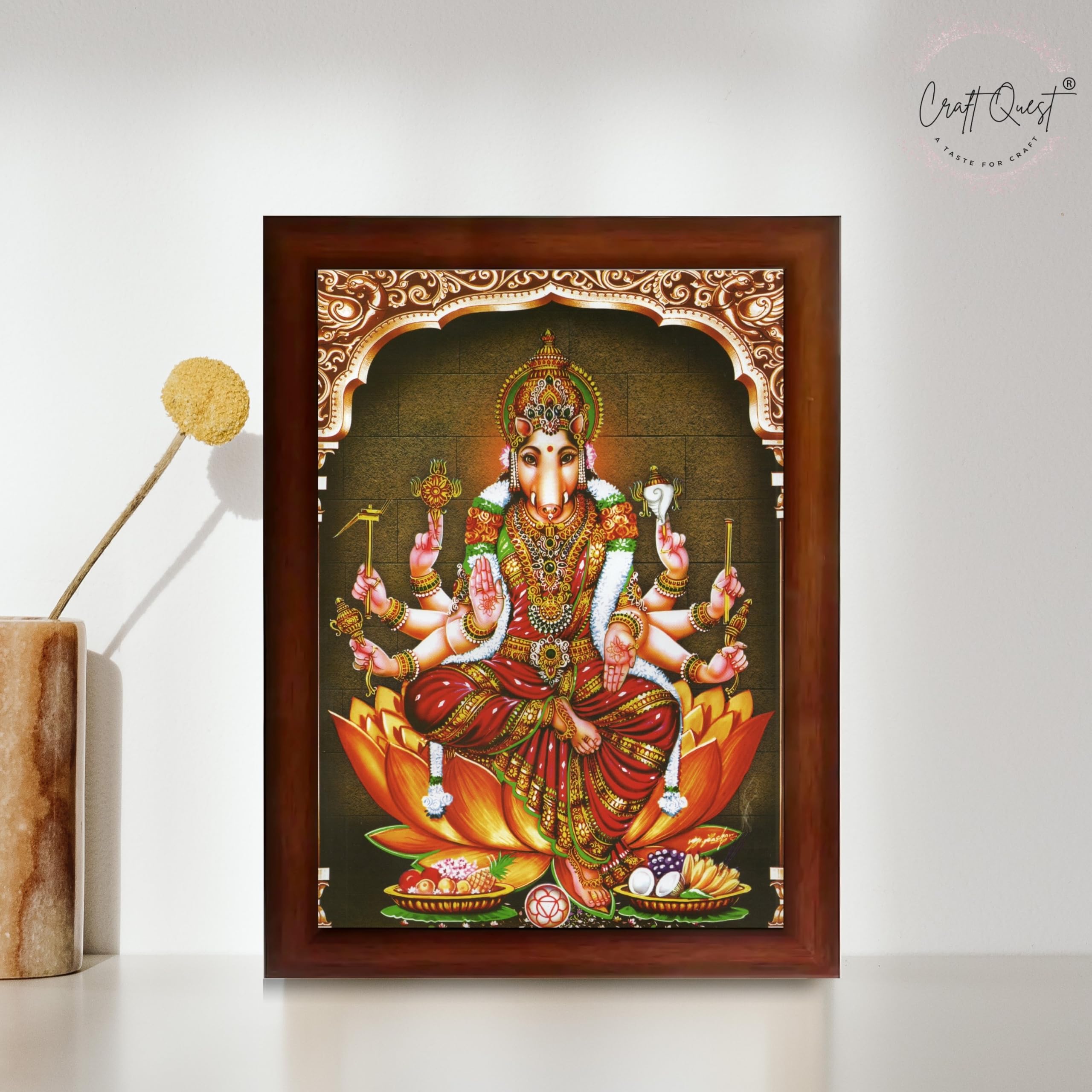CRAFT QUEST God Varahi Amman Photo Varahi Wall Painting Photo Frame | South God Frame for Home, Office, Temple & Gifting