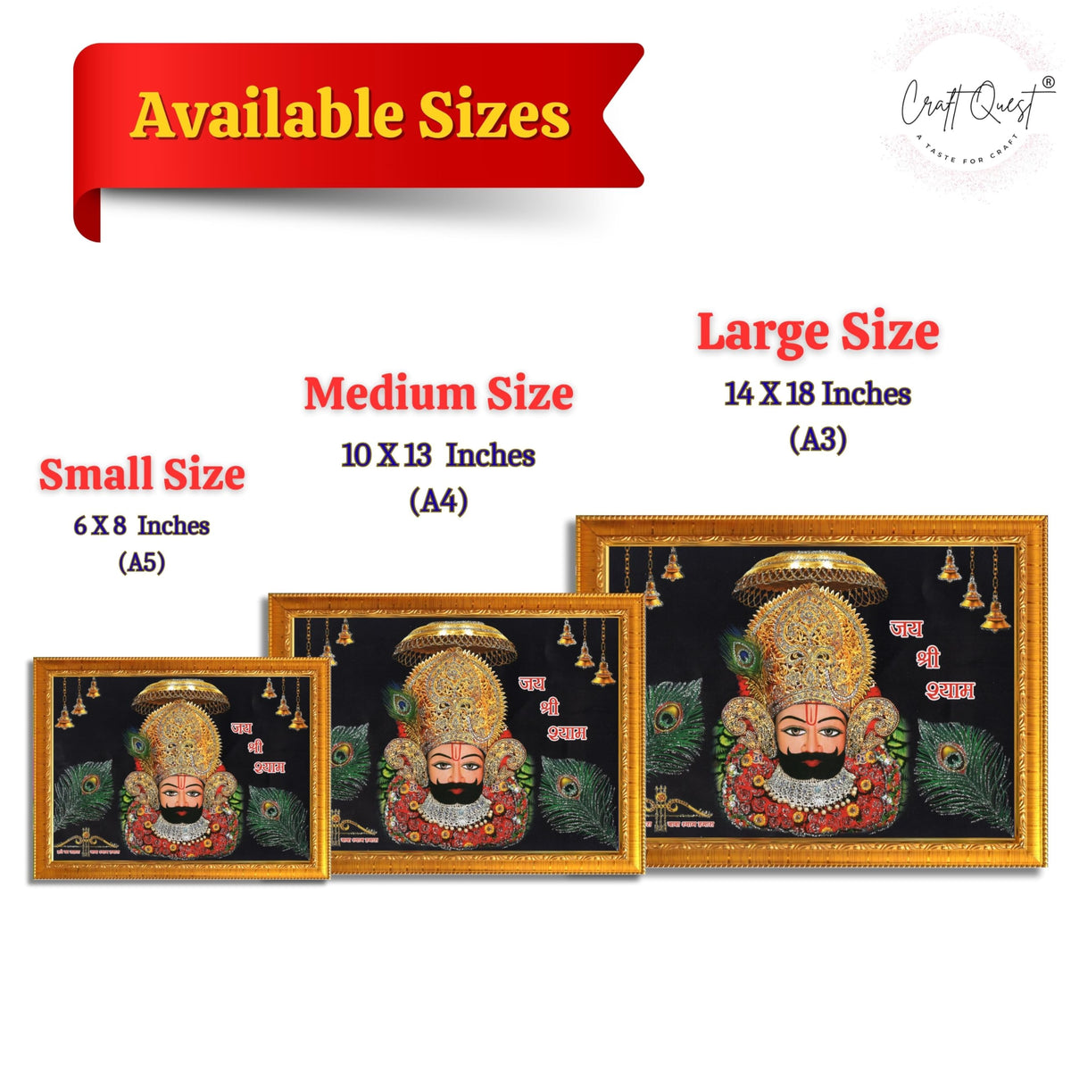 CRAFT QUEST Khatu Shyam Ji | Shyam Baba | Hare Ka Sahara Khatu Shyam Hamara Photo Frame Wall Painting For Home Decoration And Gifting