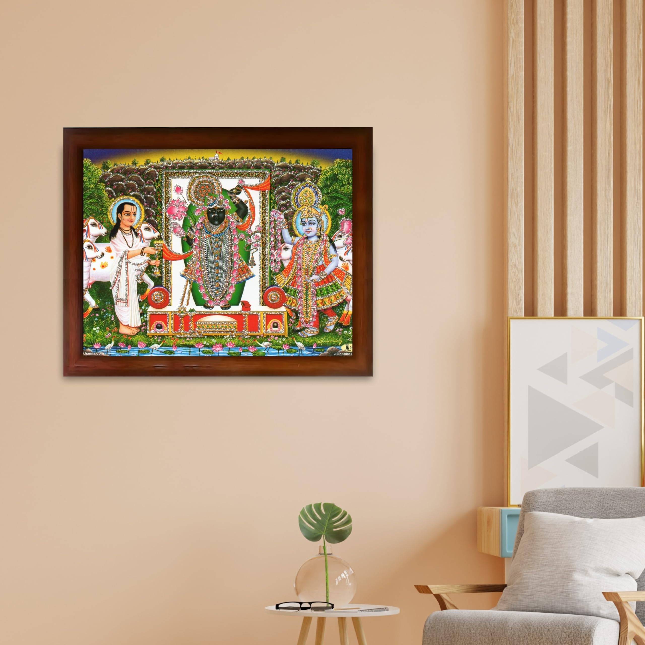 CRAFT QUEST Shrinathji Photo with Frame Shreenathji Photo with Frame Religious Framed Painting Home Decorative Item Synthetic Wood frame