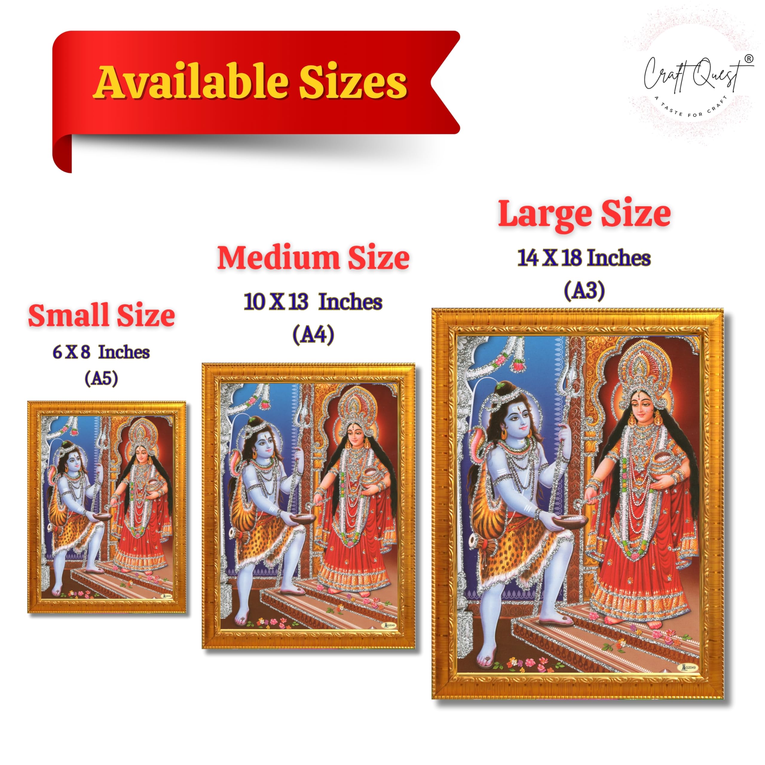 CRAFT QUEST Shiva & Maa Annapurna devi sitting on throne photo frame with Acrylic Glass for Kitchen Worship