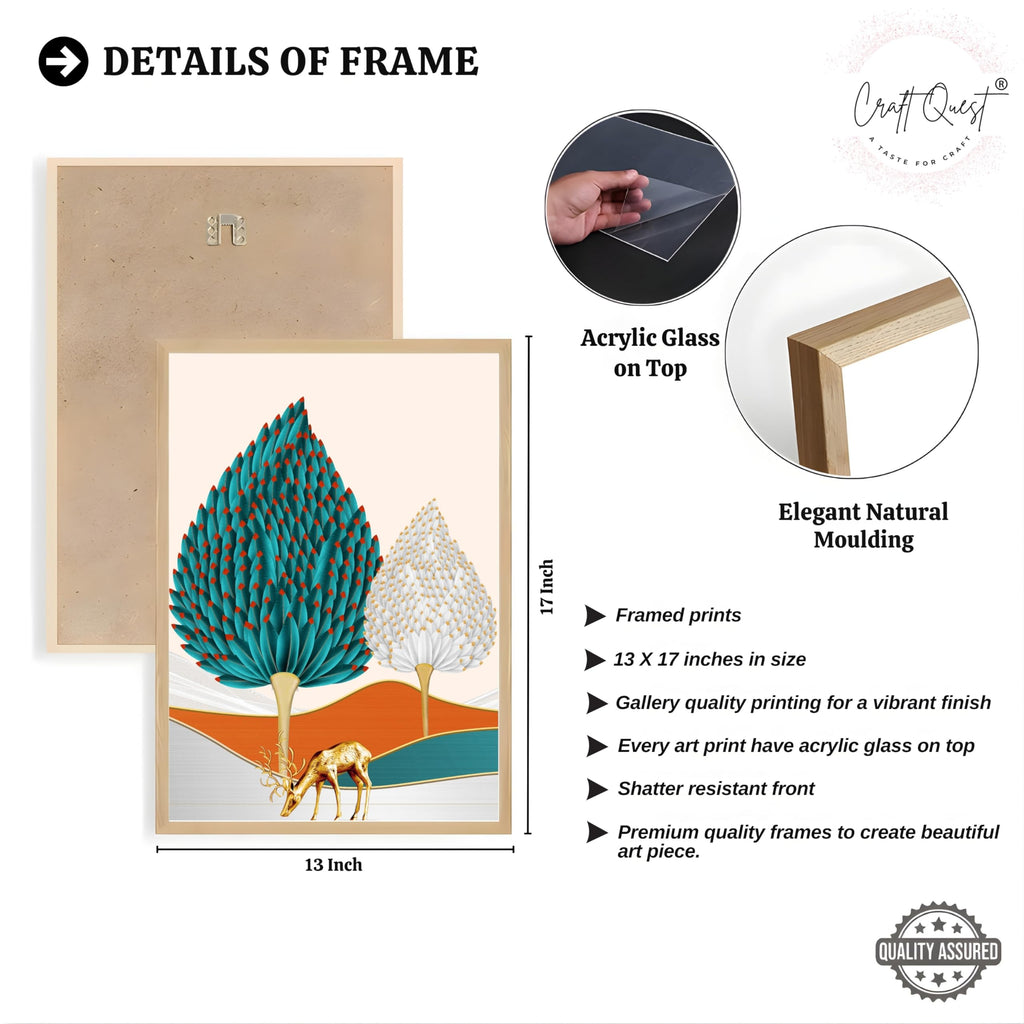 CRAFT QUEST Modern Art Landscapes Sanlian Adornment Abstract Wall Art | Set of 3 Frames for Home Decoration | Ideal for Living Room, Bedroom & Offices