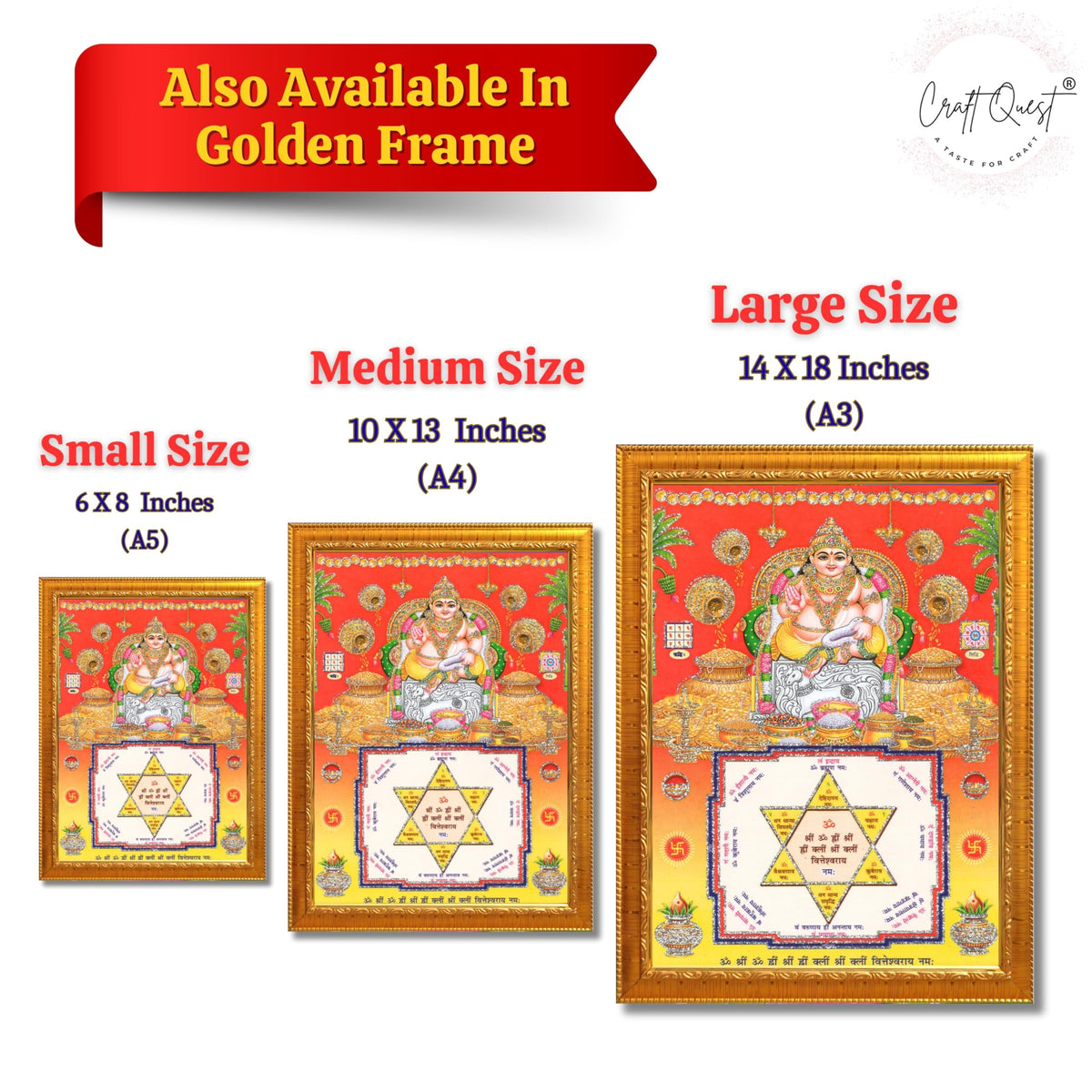CRAFT QUEST Lord Kubera Swamy Bhagwan Kuber Kubera Wall Painting Framed Home Decor, Religious Photo Frame, Wall Decoration Item