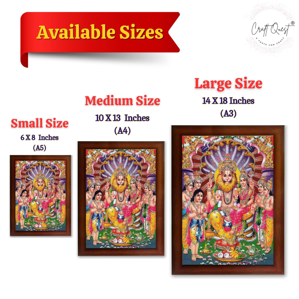 CRAFT QUEST Narasimha Swamy Lord Narsingh Bhagwan Photo Framed | Acrylic Glass, Lightweight | Ideal for Home, Office, Temple & Puja Room, Wall Decor