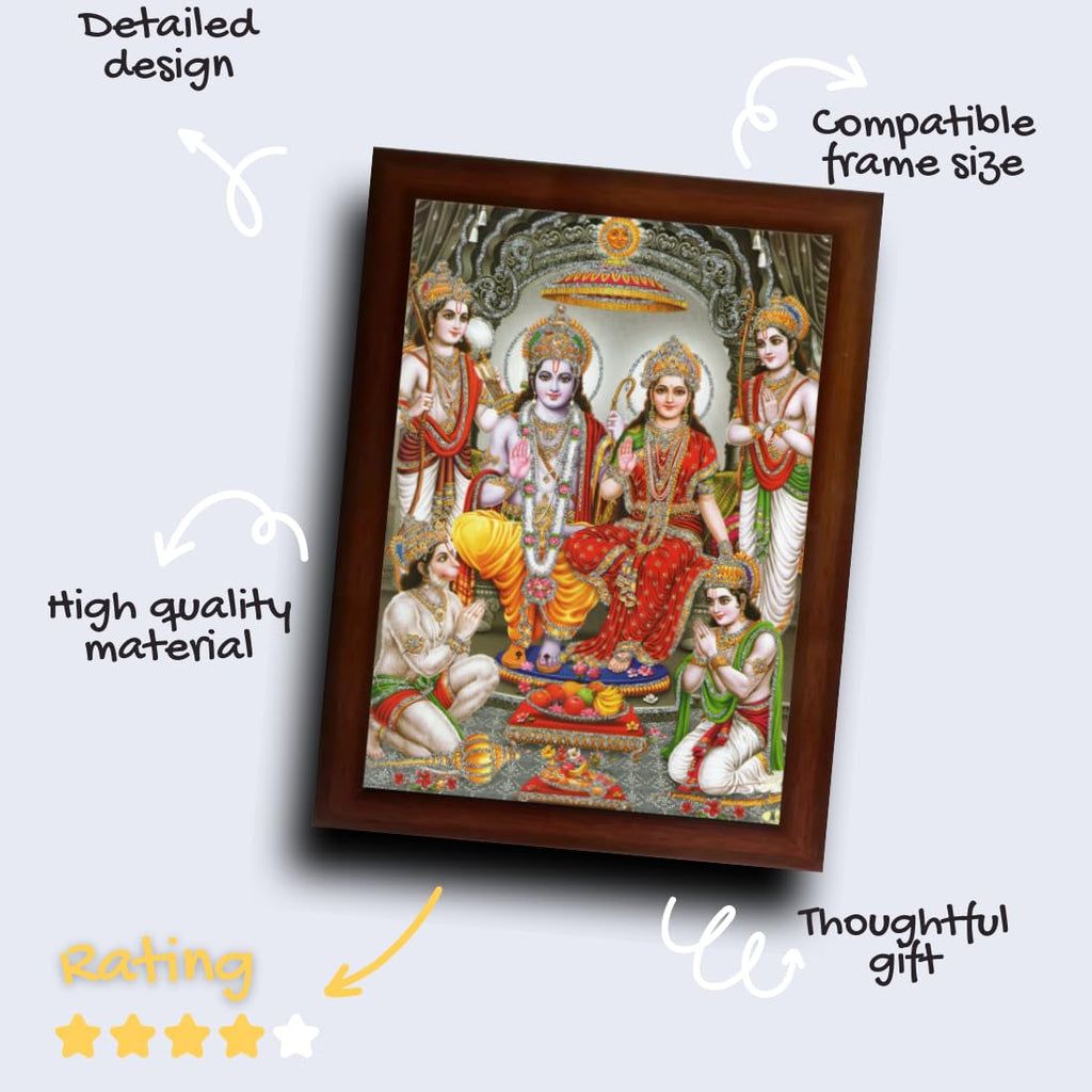 CRAFT QUEST Shree Ram Darbar Sparkle Coated Framed Home Decorative Gift Item Painting (14 X 10 Inches, Multicolour,Religious)