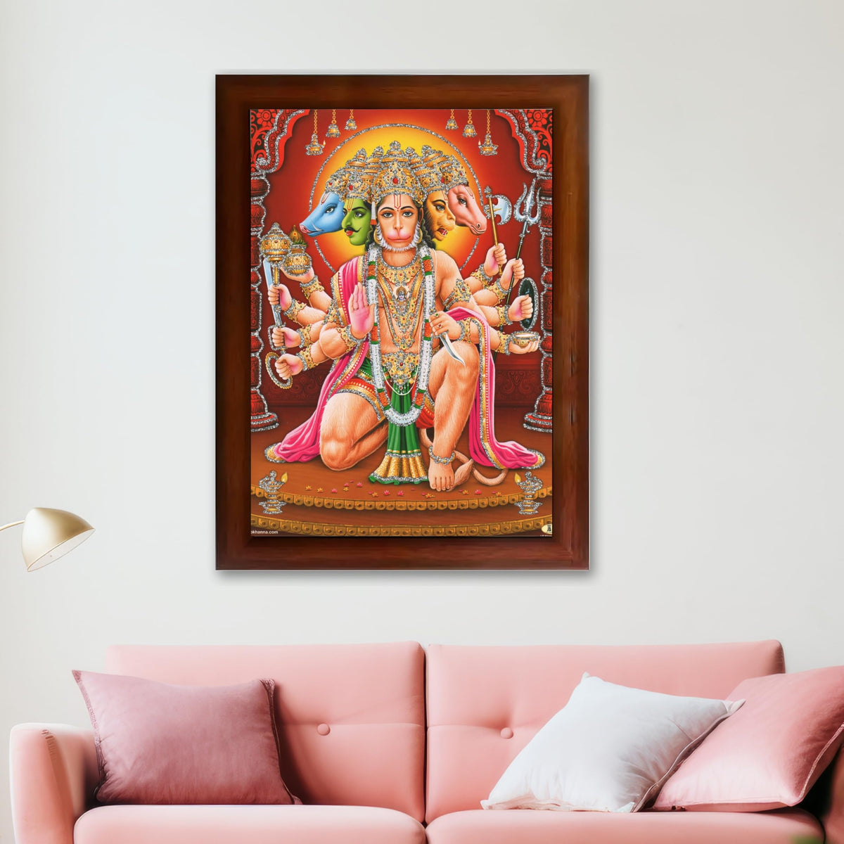 CRAFT QUEST Panchmukhi Hanuman JI | Bajrangbali Religious Photo frame home Decorative item synthetic wood