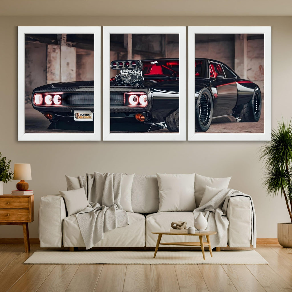 VENUXE ARTS Set Of 3 Big Sports Cars Framed Posters Gift Items for Boys Room Wall Decoration Bedroom Living Room Office Studio Décor | Car Poster Frame for Wall Décor