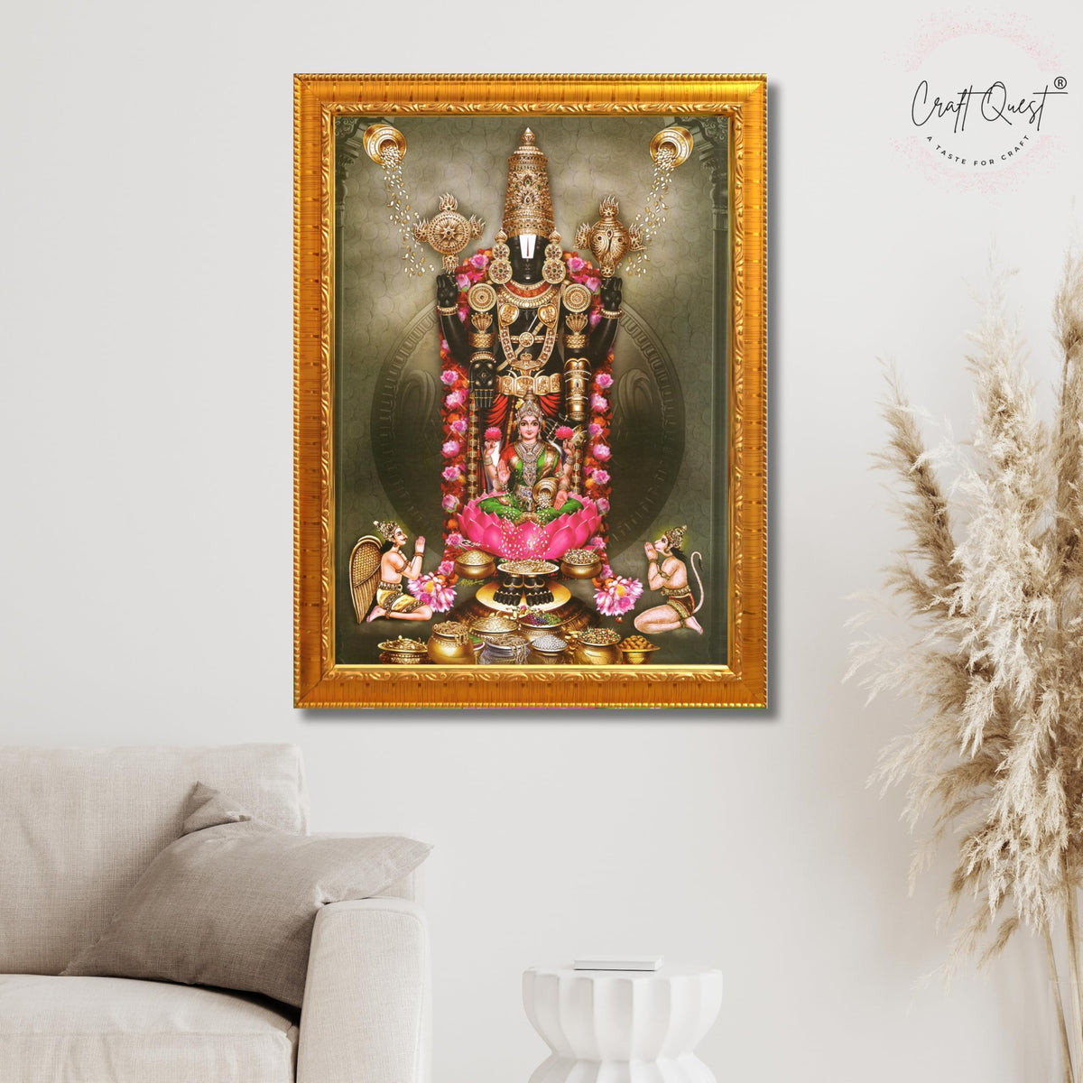 CRAFT QUEST Venkateshwara Tirupati Balaji Lakshmi venkateshwer Swamy Wall Photo Frame For Home, Temple, Pooja, Wall Décor Item