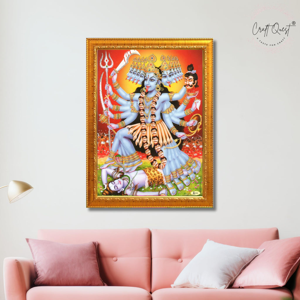 CRAFT QUEST Kali Mata Mahakali Shiv Shiva Wall Painting Framed Home Decor