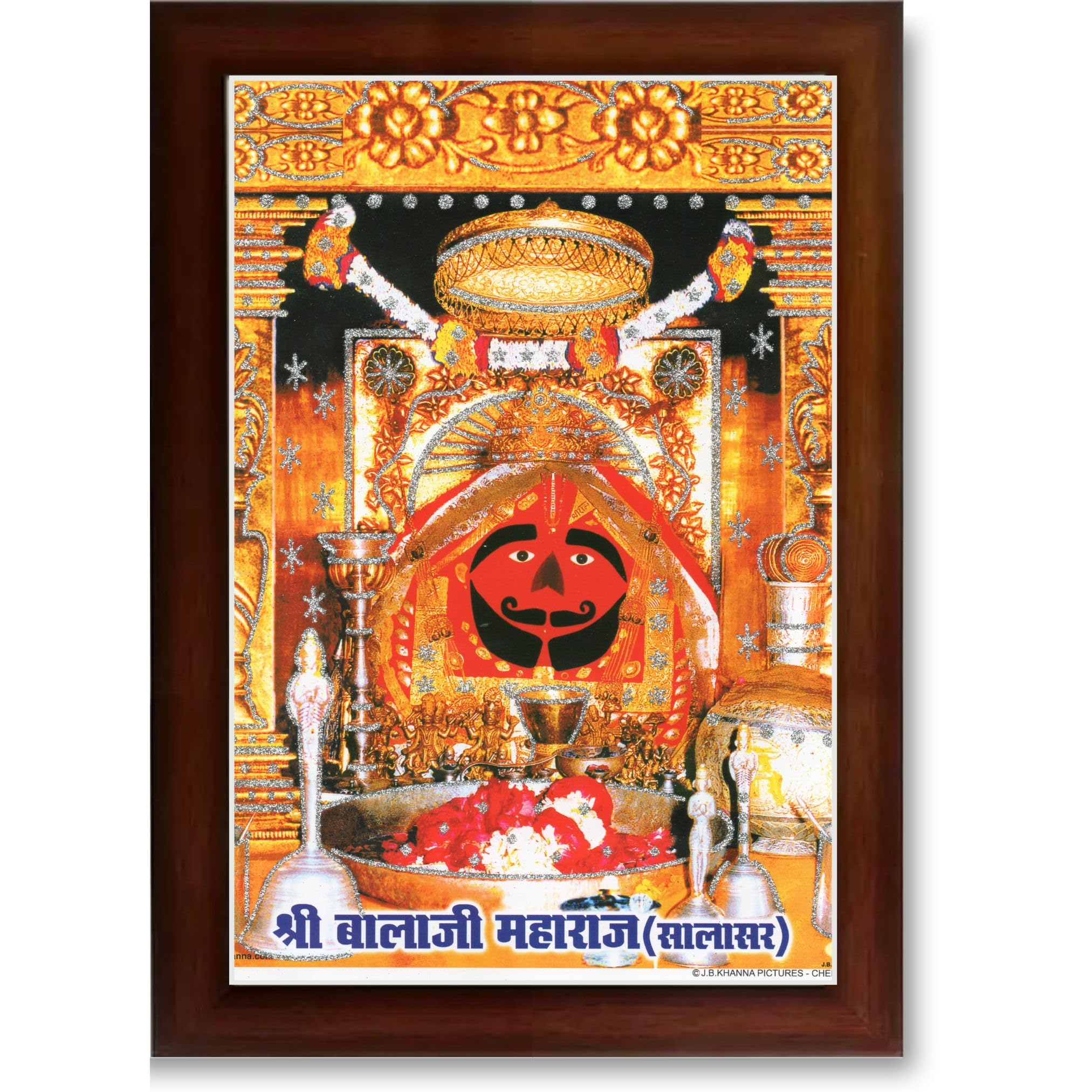CRAFT QUEST Salasar balaji Hanuman | Bajrangbali Religious Photo with frame for Home Decorative Item Synthetic Wood